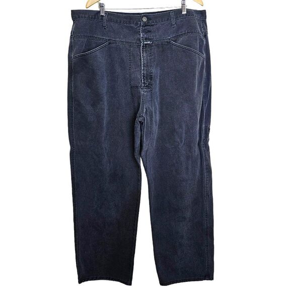 Vintage 90s Marithe Francois Girbaud Faded Baggy Wide Leg Jeans Black Size 42X30 - Picture 1 of 8